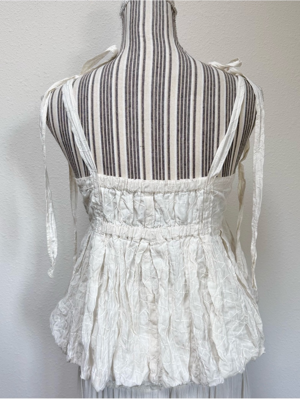 Rebecca Taylor Silk Blend Bubble Hem Tie Shoulder Top Coquette Balletcore - Picture 3 of 6